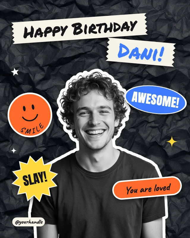 Birthday sticker collage post template