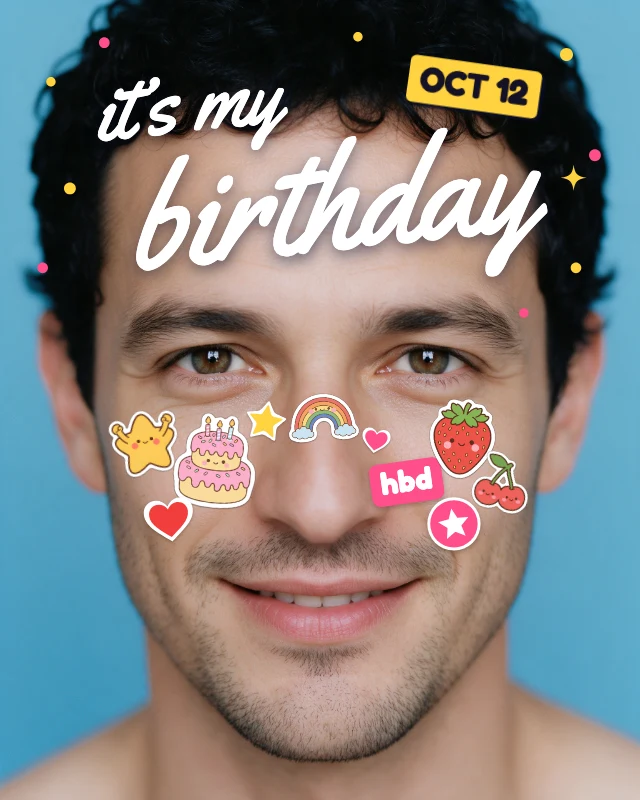 Birthday sticker face post template