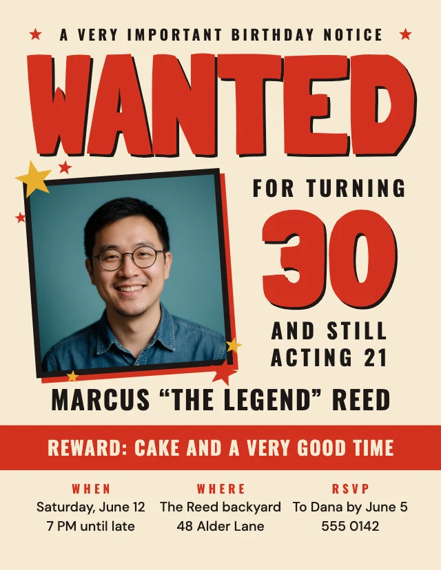 Birthday wanted poster template