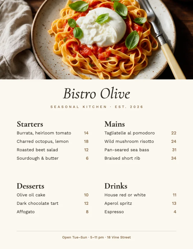 Bistro menu template