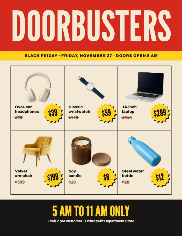 Black Friday doorbusters flyer template