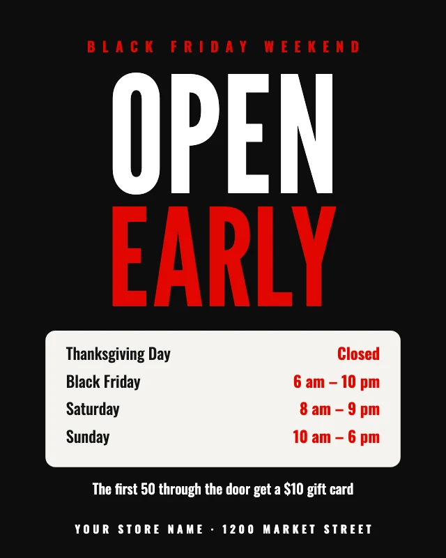 Black Friday hours post template