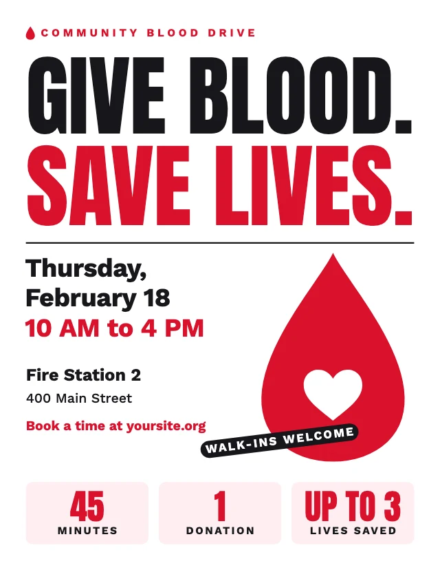 Blood drive flyer template