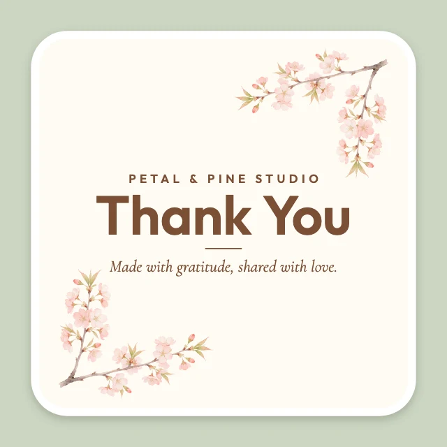 Cherry blossom thank-you sticker template