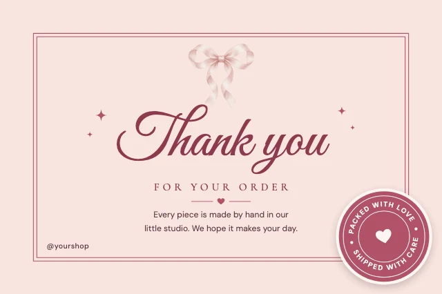 Blush thank you insert card template