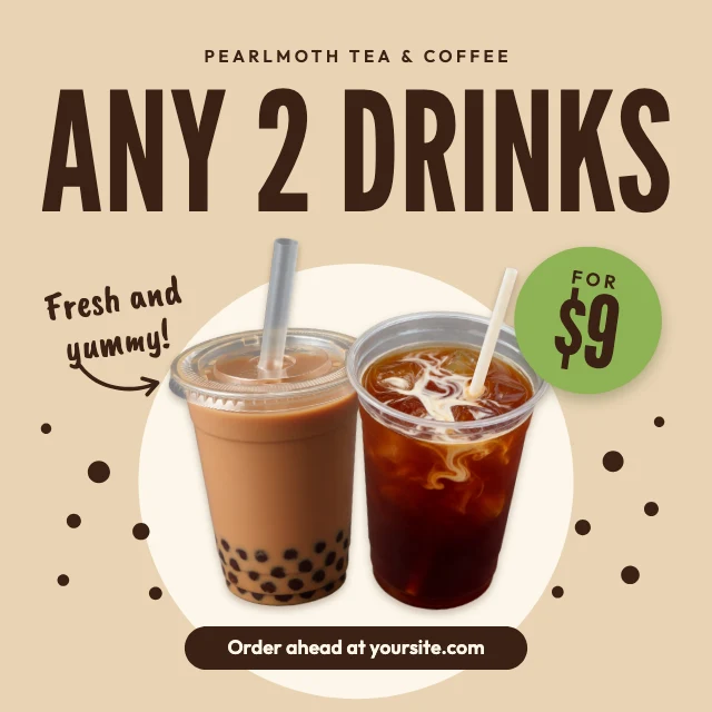 Boba and iced coffee Instagram post template