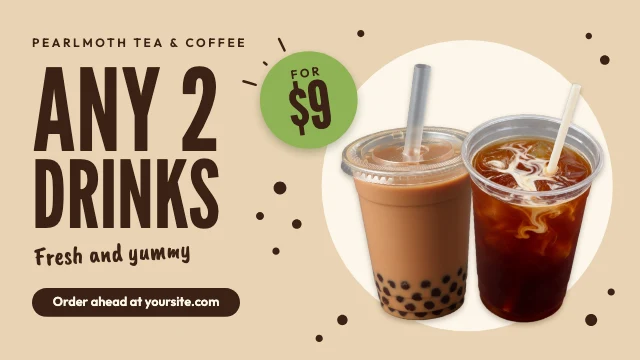 Boba and iced coffee X ad template