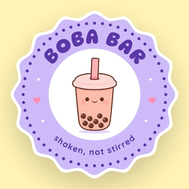 Boba tea sticker template