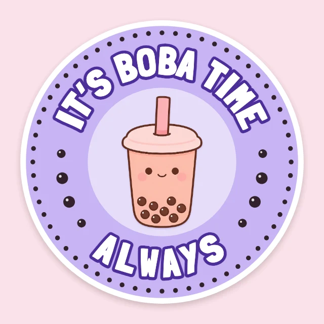 Boba time sticker template