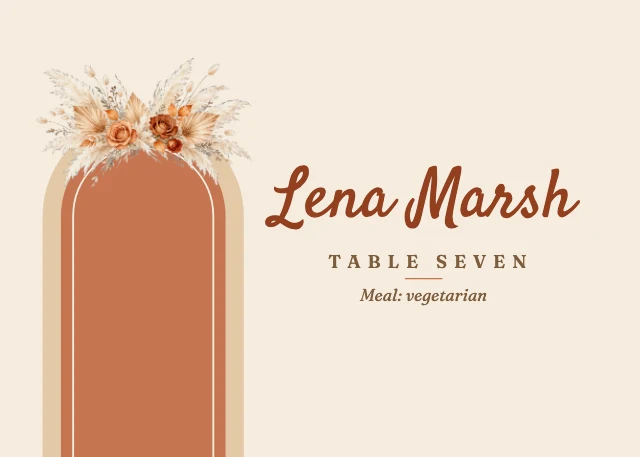 Boho terracotta place card template