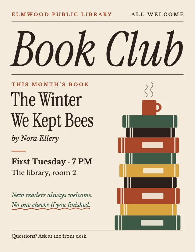 Book club flyer template
