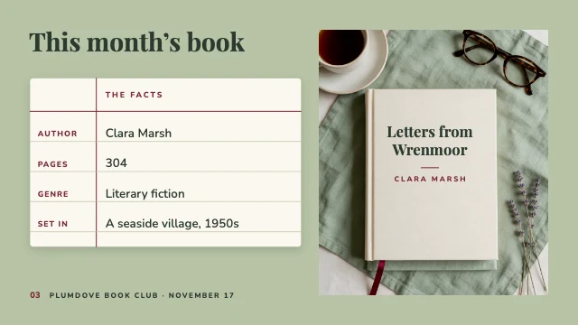 Book club presentation template, page 3 of 8