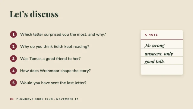 Book club presentation template, page 6 of 8