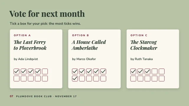 Book club presentation template, page 7 of 8