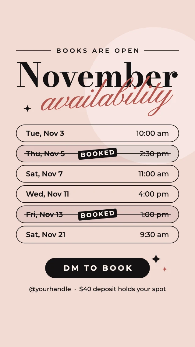 Appointment slots story template