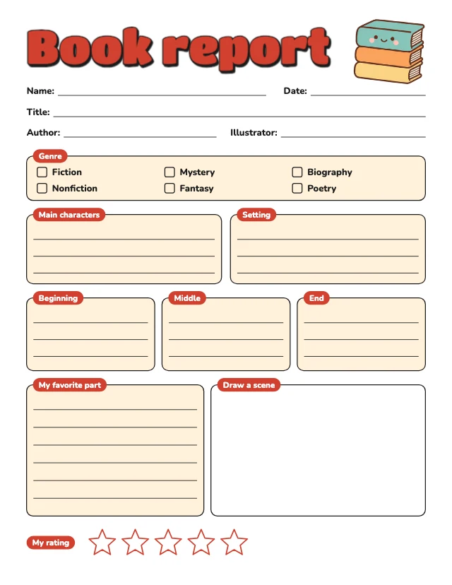 Book report template template