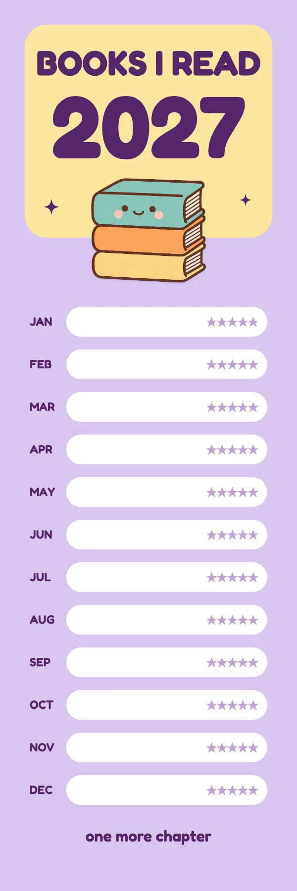 Reading tracker bookmark template