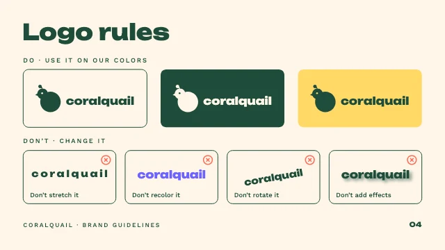 Brand guidelines presentation template, page 4 of 8