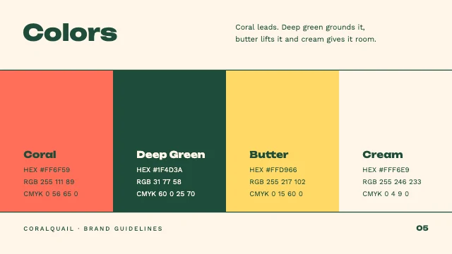 Brand guidelines presentation template, page 5 of 8