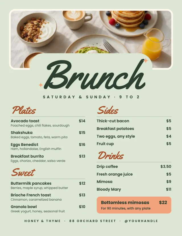 Brunch menu template