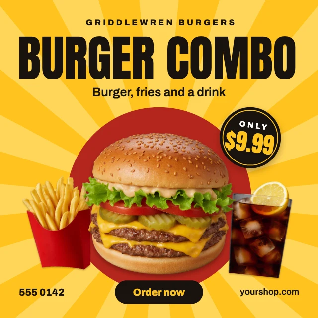 Burger combo Instagram post template