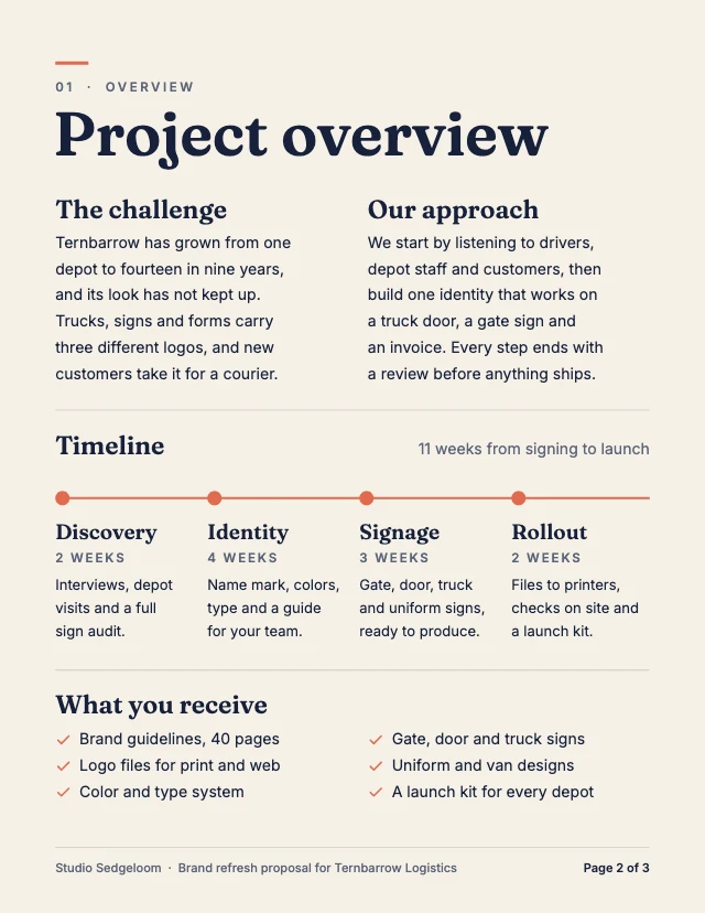 Business proposal template, page 2 of 3