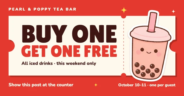 Buy one get one coupon post template