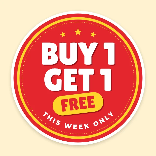 Buy one get one free sticker template