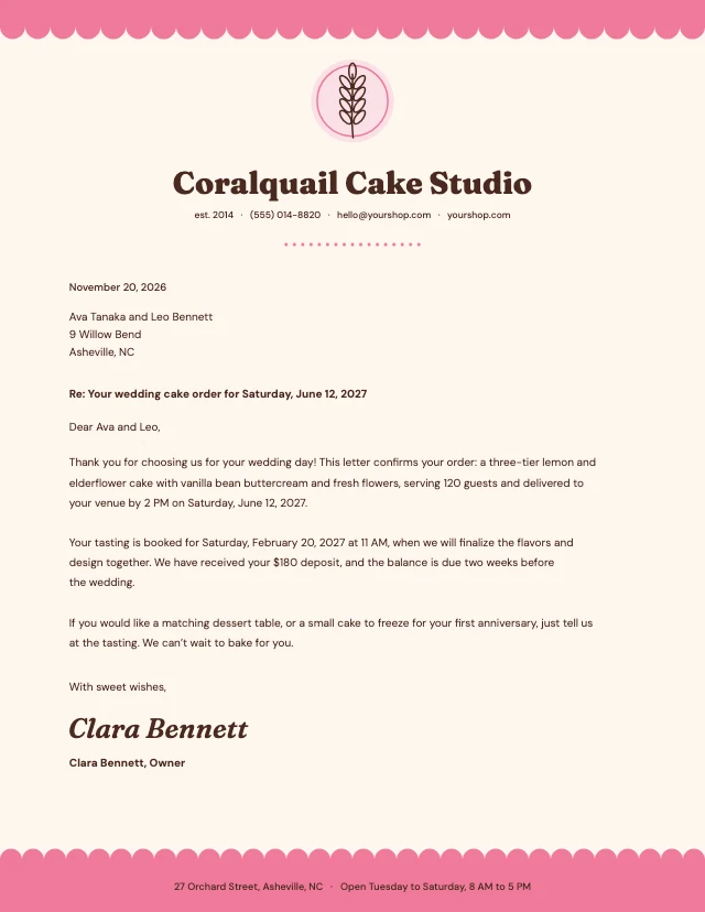 Bakery letterhead template