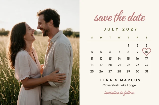Calendar save the date postcard template