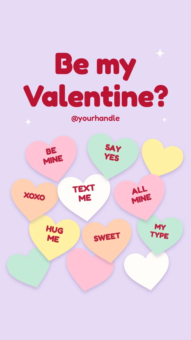 Be my Valentine candy hearts story template