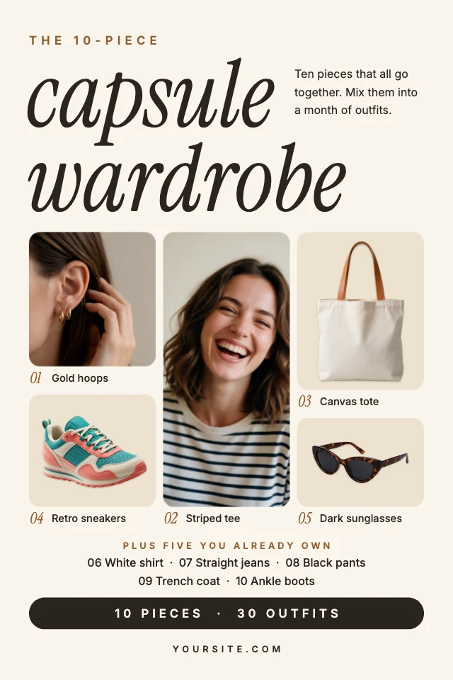 Capsule wardrobe pin template