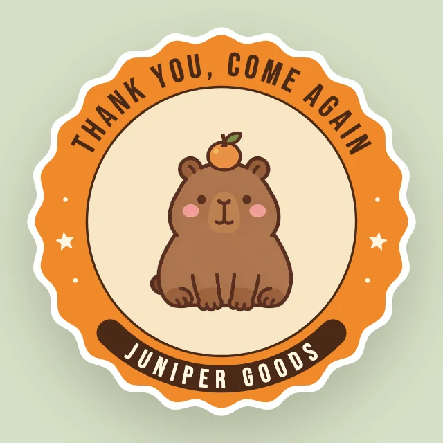 Capybara thank-you sticker template