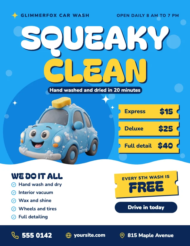 Car wash services flyer template