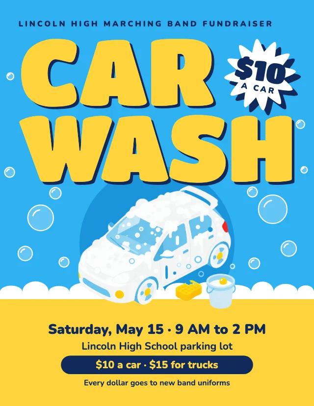 Car wash fundraiser flyer template