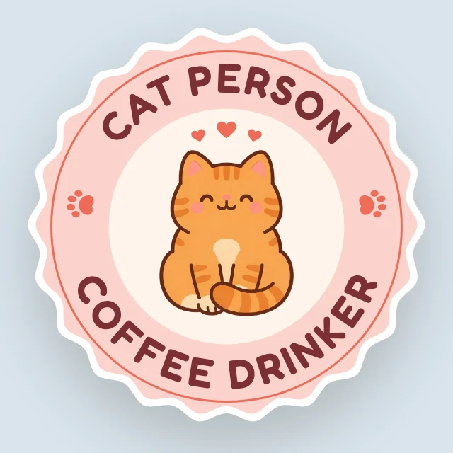 Cat person sticker template