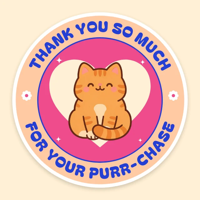 Cat thank-you sticker template