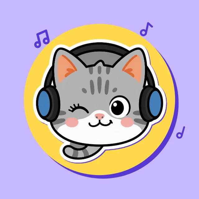 Cat with headphones profile picture template
