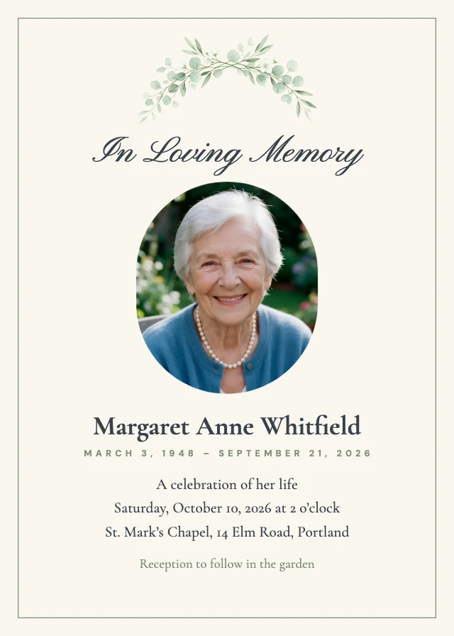 Celebration of life template