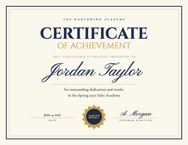 Certificate of achievement template