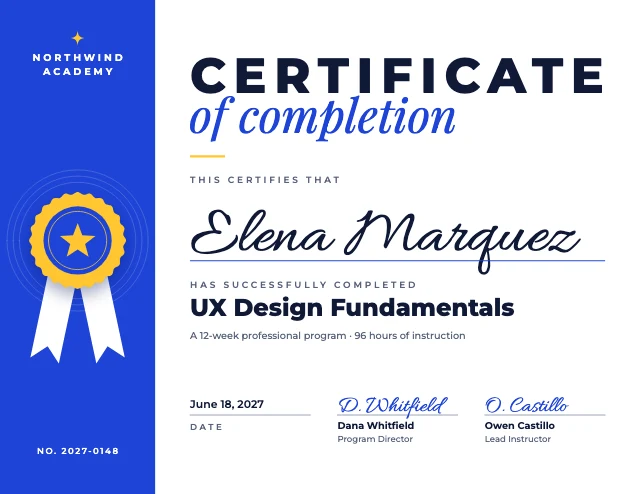 Certificate of completion template