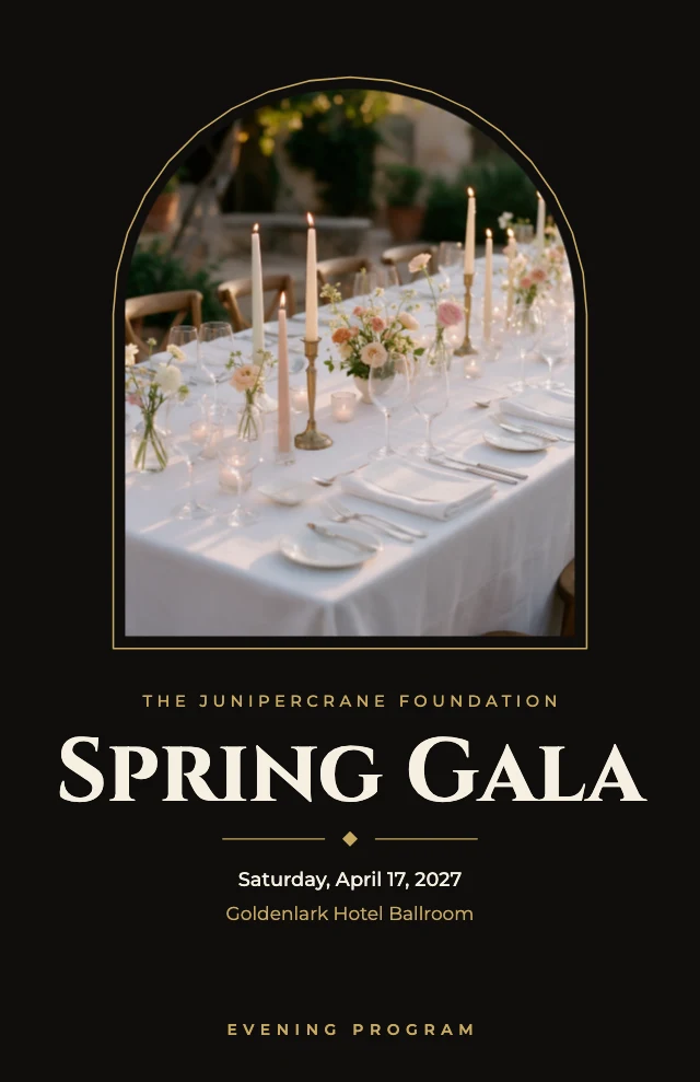 Charity gala program template, page 1 of 2