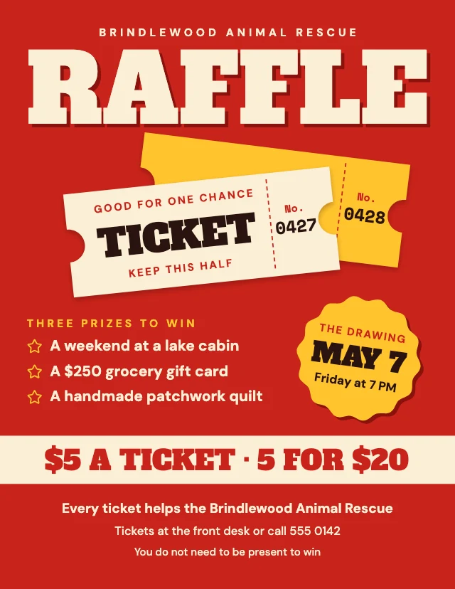 Charity raffle flyer template