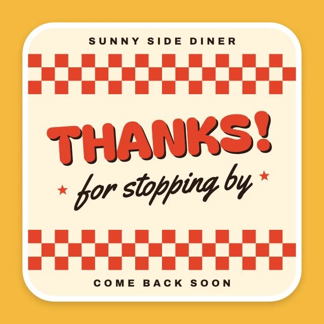 Retro checker thanks sticker template