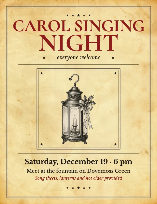 Christmas caroling night flyer template