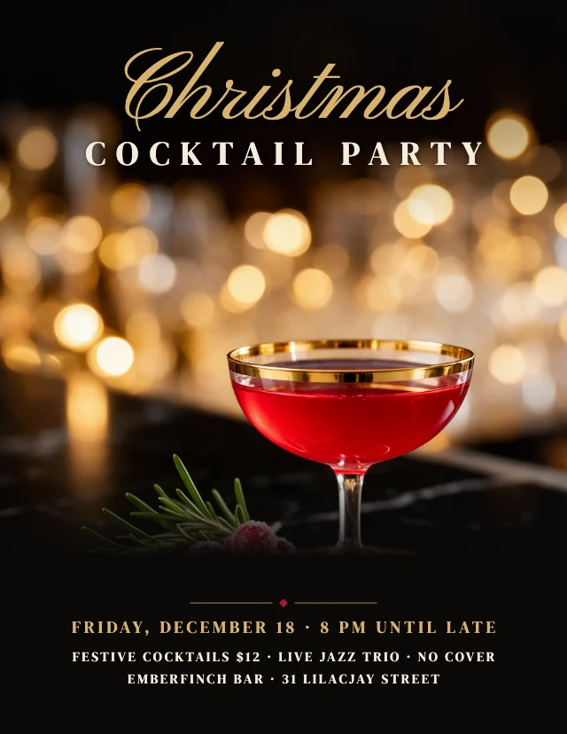 Christmas cocktail party flyer template