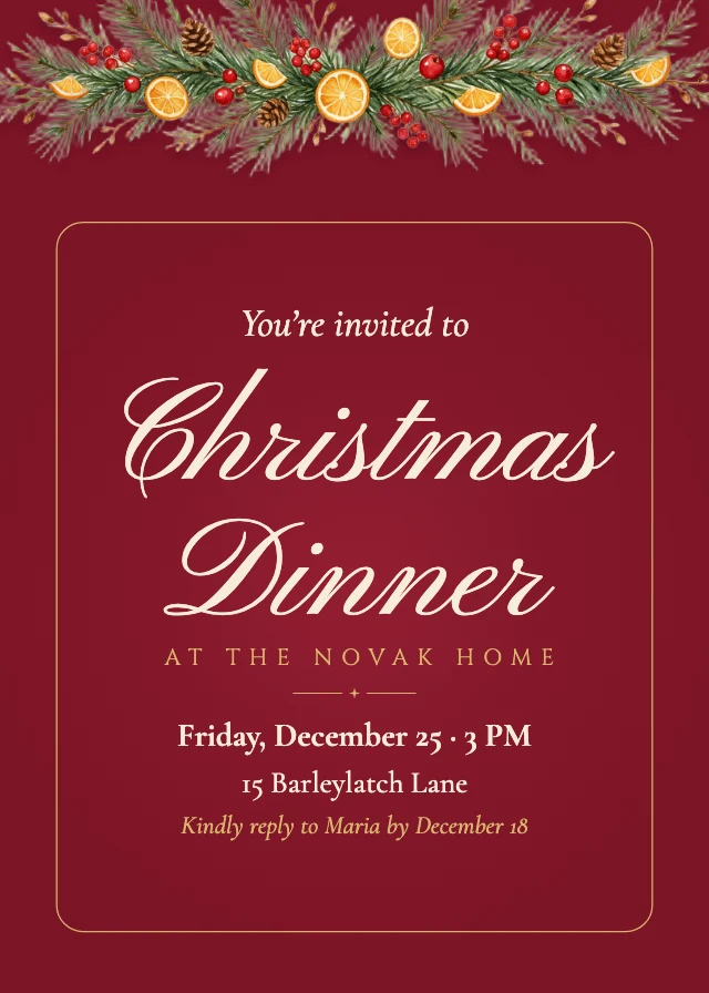 Christmas dinner invitation template