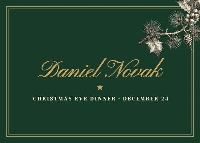 Christmas dinner place card template