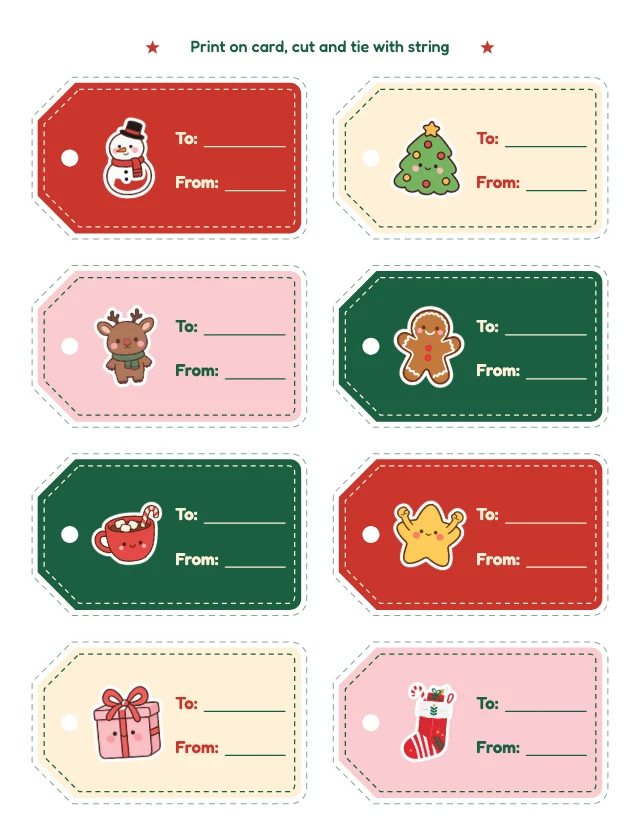 Printable Christmas gift tags template
