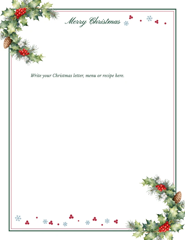 Christmas holly page border template
